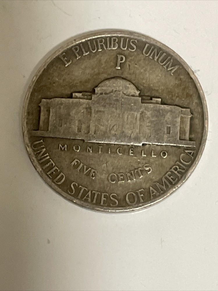 1943-P Silver Jefferson Type 2 war nickel