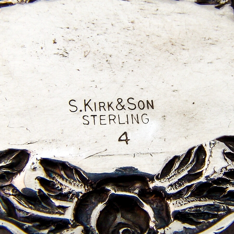 Kirk Repousse Brandy Decanter Bottle Tag Label Sterling Silver