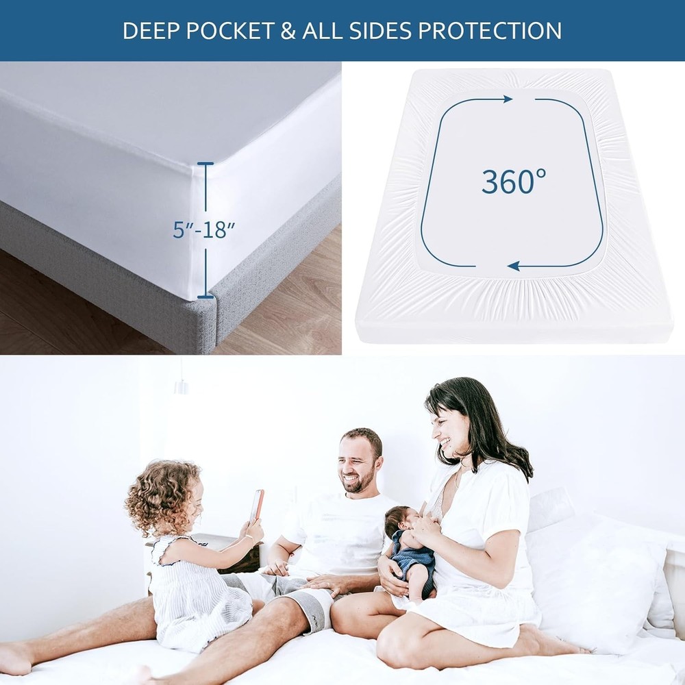 Cal King Waterproof Mattress Protector - Breathable & Odor Resistant