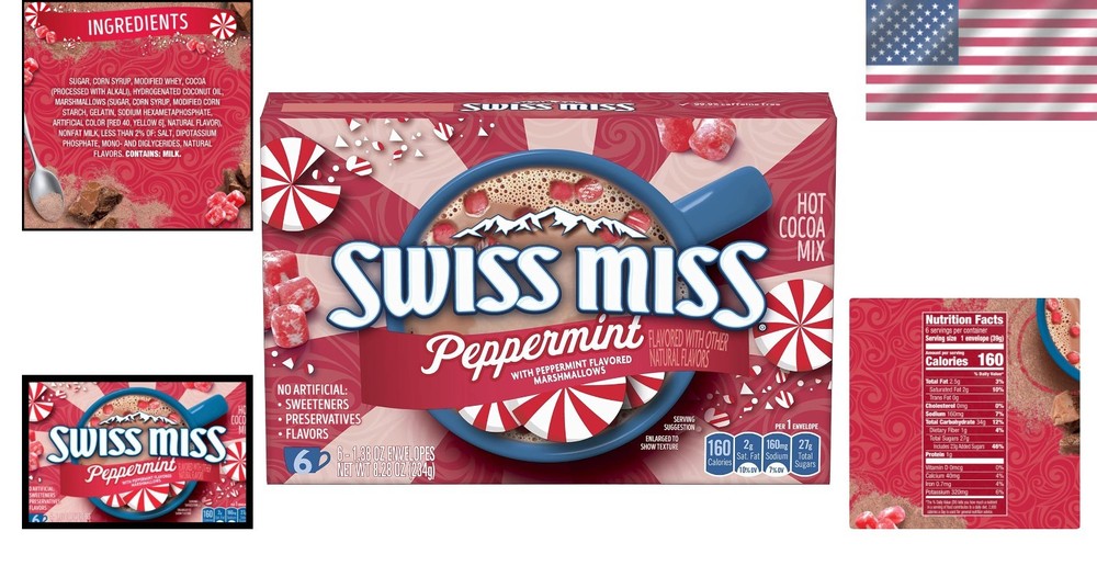 Delightful Peppermint Hot Cocoa Mix with Marshmallows - 6 Pack Convenience