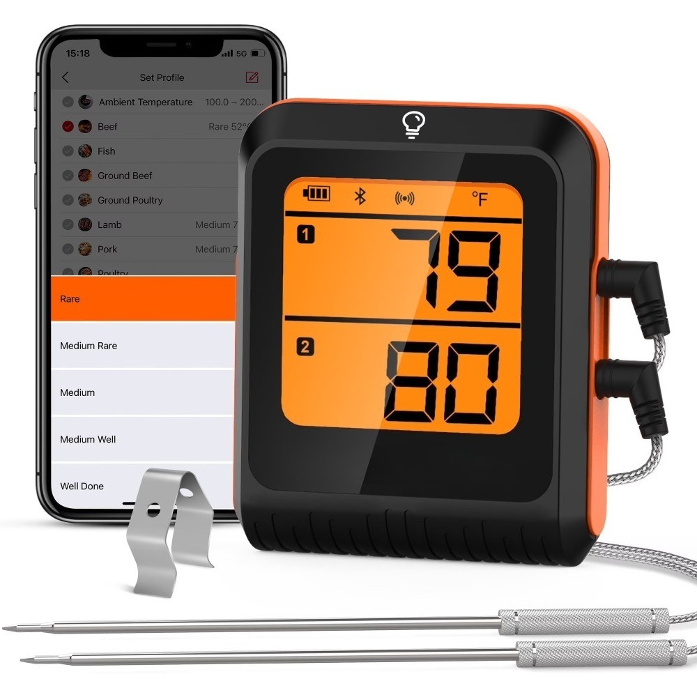 TP920W 650FT Wireless Bluetooth Meat Thermometer with Dual Probes