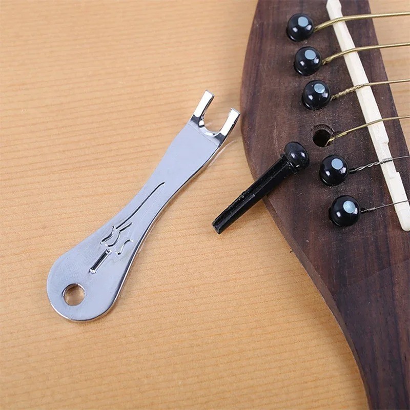 Stainless Steel Acoustic Guitar Bridge Pin Puller String Peg Remover Winder Tool