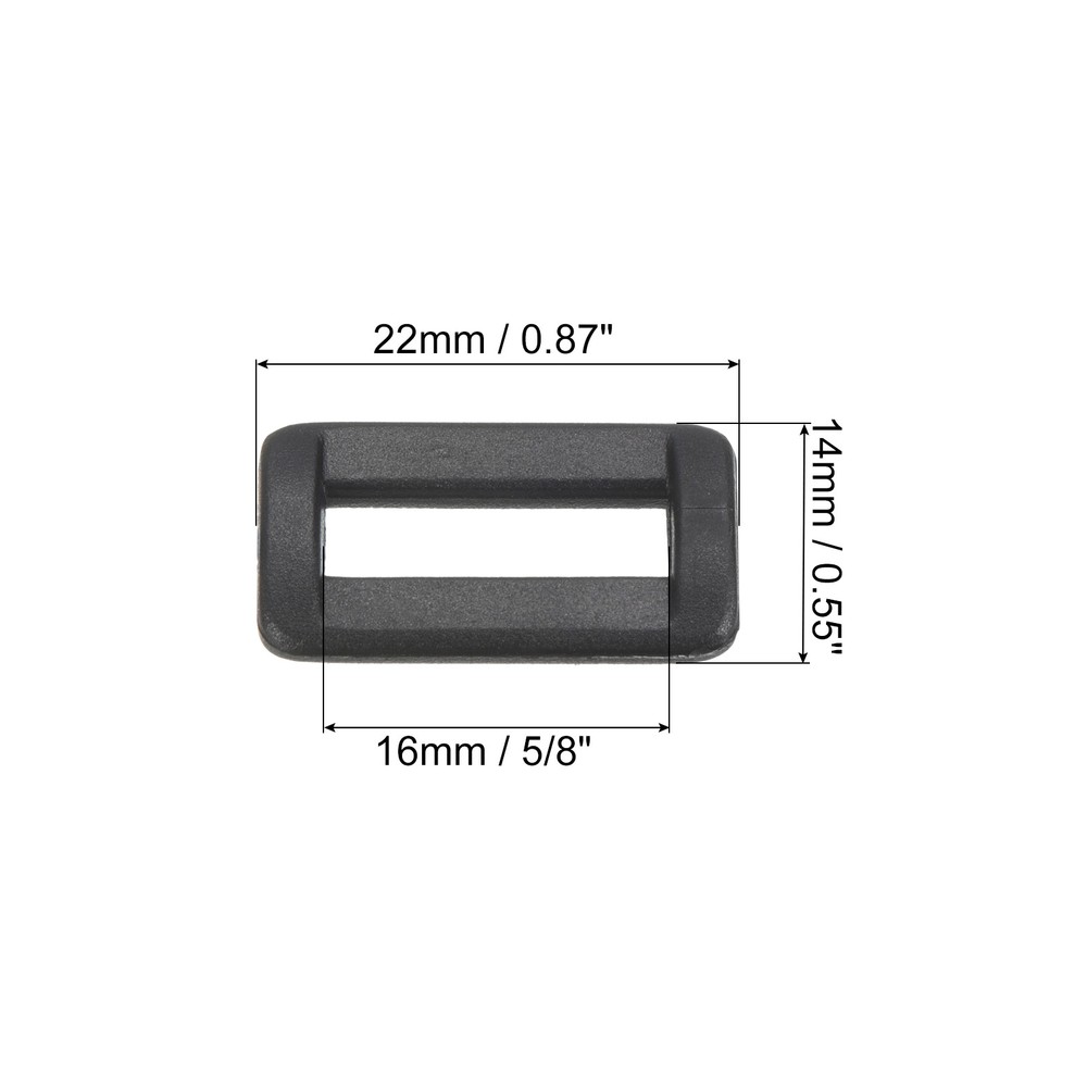 5/8 Inch Rectangle Buckle, 50 Pack Plastic Webbing Strap Fastener, Black