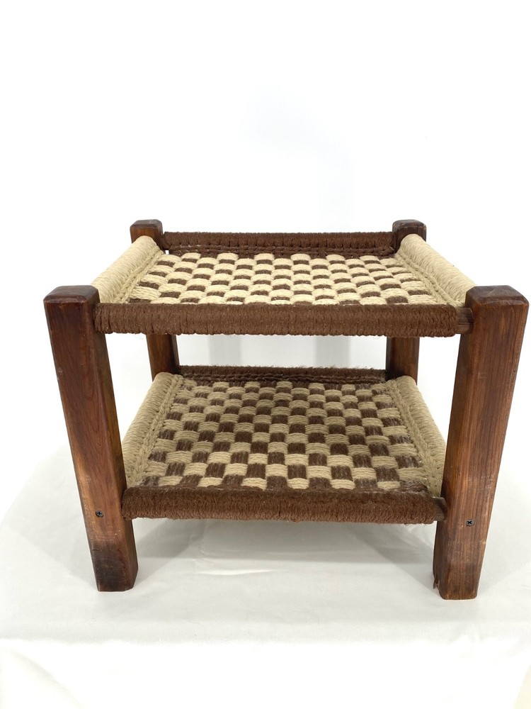 Vintage Hand Woven Stool Brown