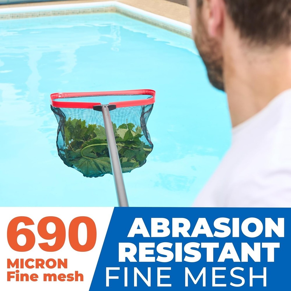 ProTuff 19" Pool Skimmer Net with Aluminum Handle & Deep Mesh Fast Cleaning