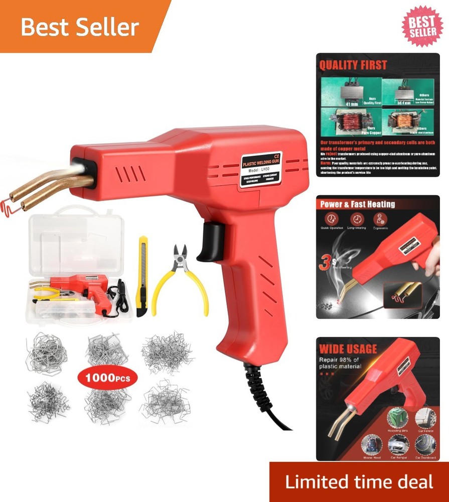 Plastic Welder Kit with 1000 Staples – Rapid Heating & Easy Operation