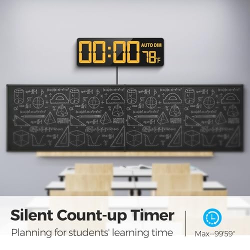 16.5" Large Digital Wall Timer Clock with Countdown Timer, Auto Dimmer, Black