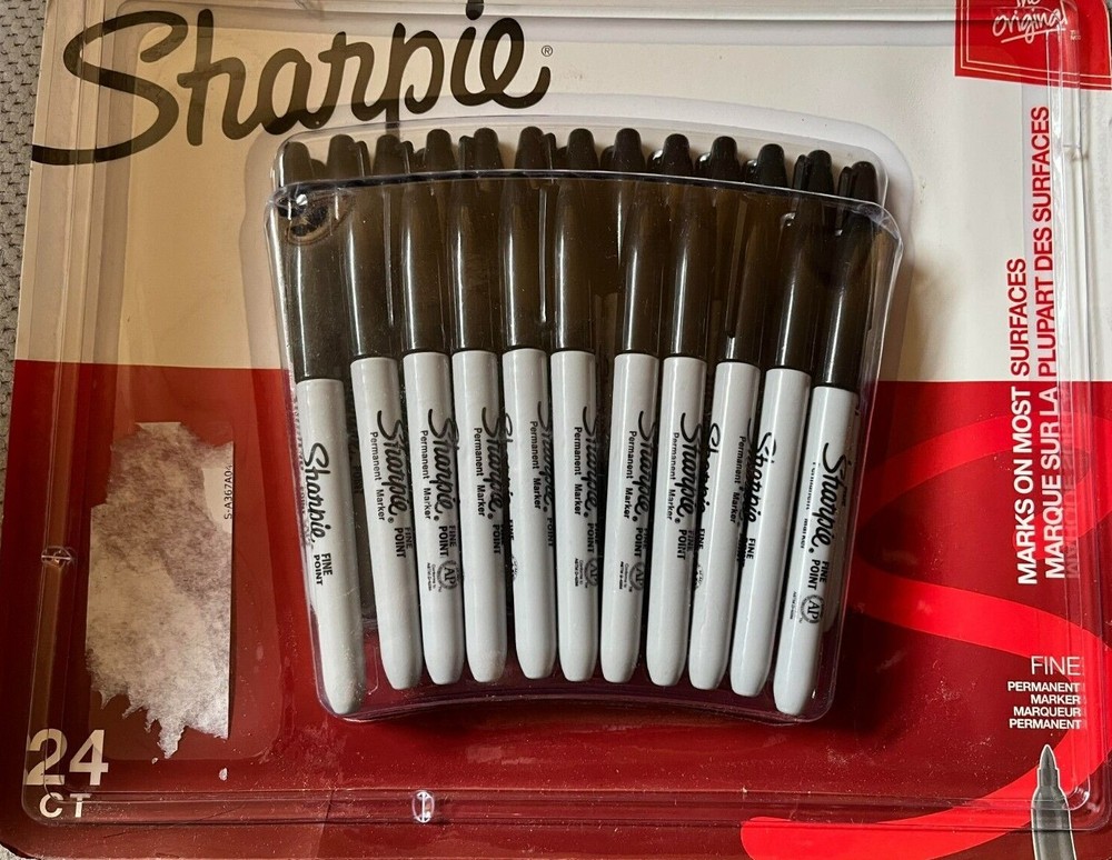 Sharpie Fine Point Tip Permanent Markers Black 24-Count