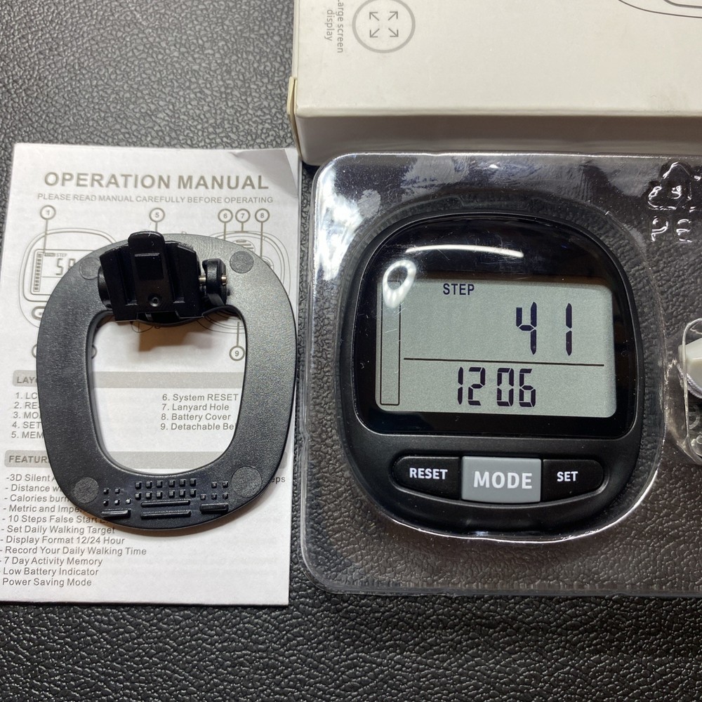 3D Pedometer Step Counter for Walking and Miles, Simple Step Tracker with Large