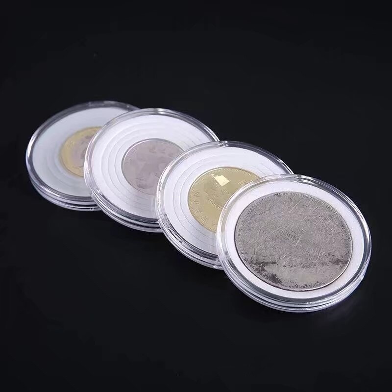 20Pcs 46mm Round Coin Capsules Plastic Holder Display Storage Box Case Container