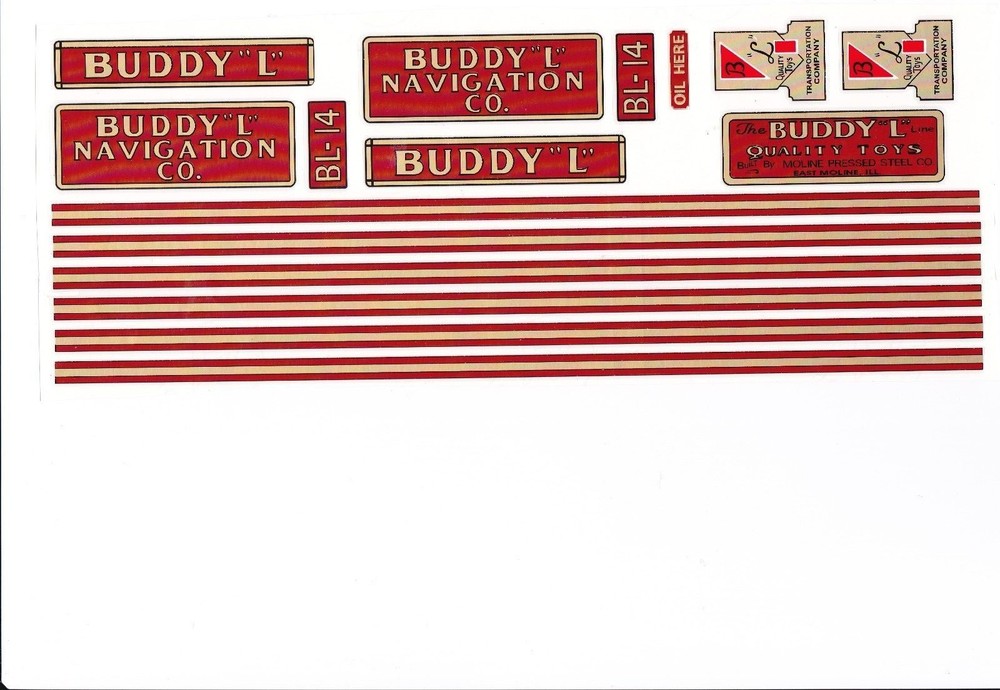 BUDDY-L TUG BOAT DECALWITH STRIPES
