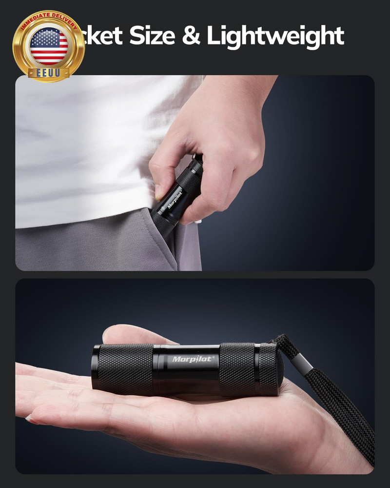 Black Light Flashlight Mini UV Flashlight: 395Nm Blacklight Flashlights, 9 Led P