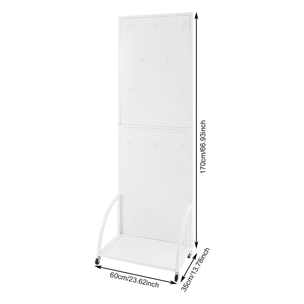 Durable Mobile Pegboard Display Stand with Wheels for Retail & Tools