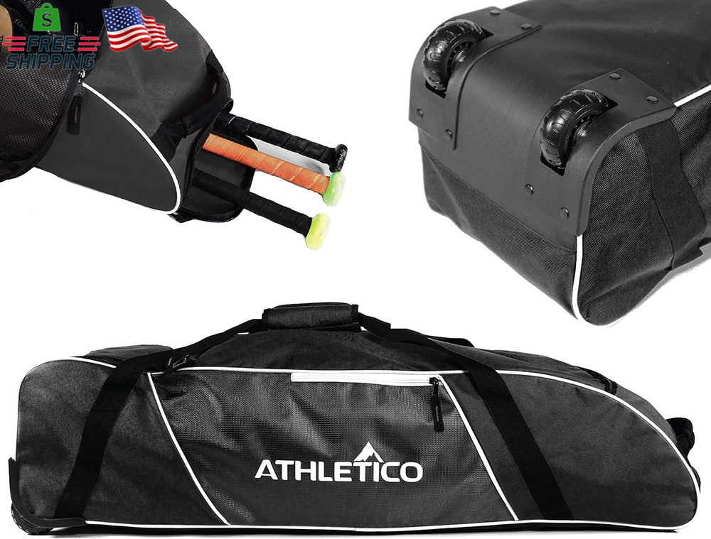 Athletico Rolling Baseball Bag Black