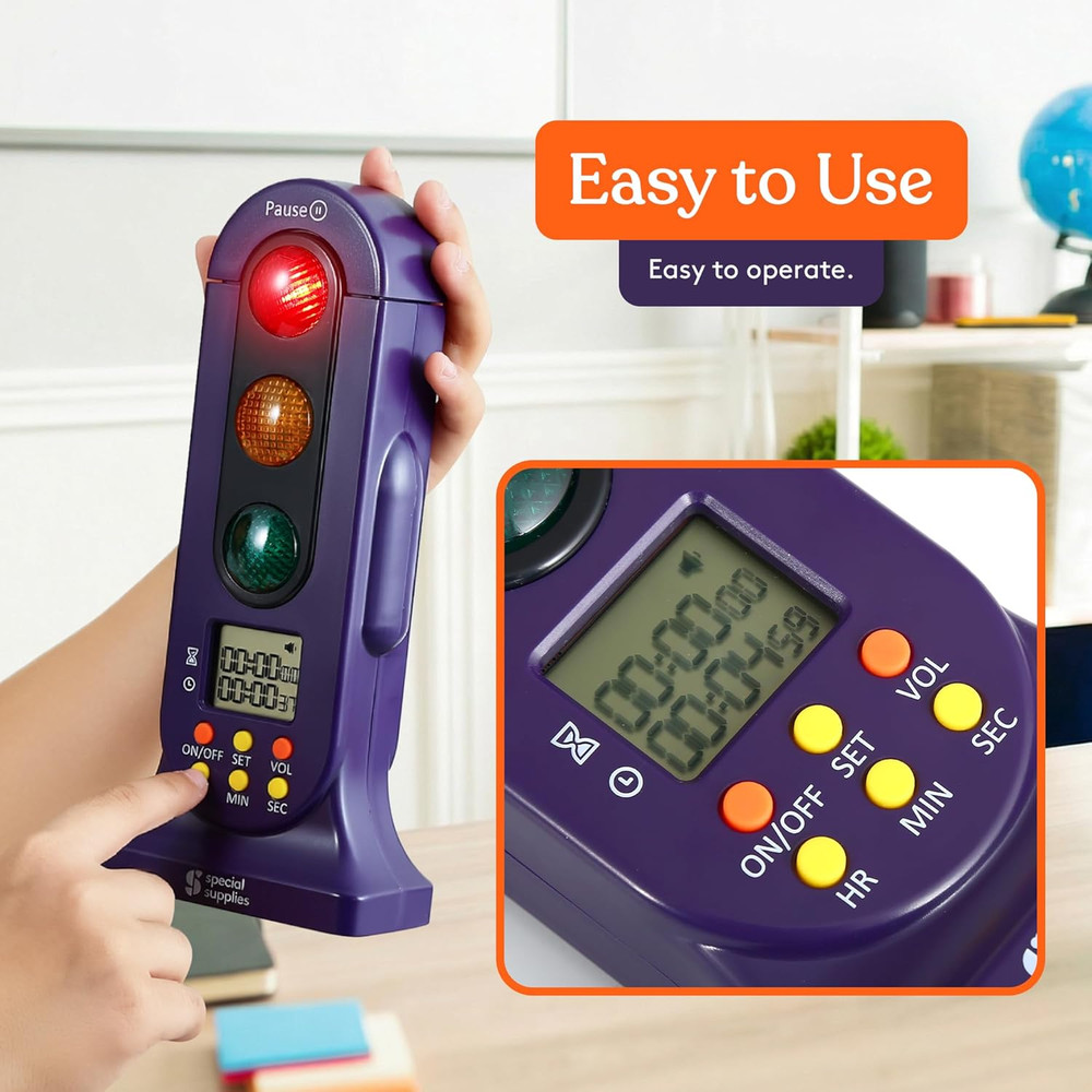 Stoplight Audio Visual Timer for Kids with Lights and Stopwatch Home Classroom