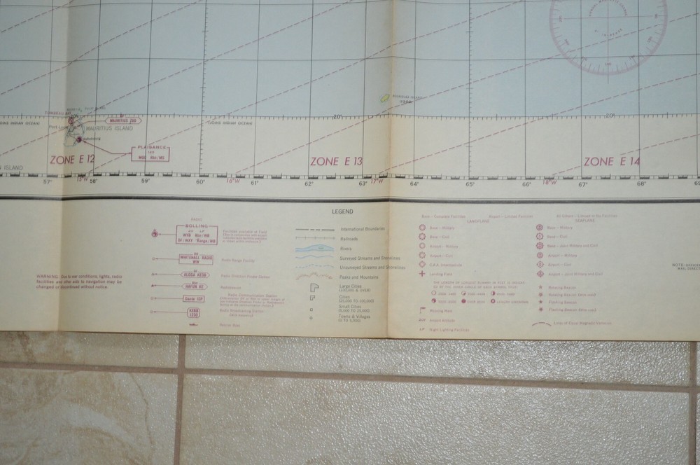 1944 Army WWII Long Range Air Navigation Chart Topographic Map Seychelles