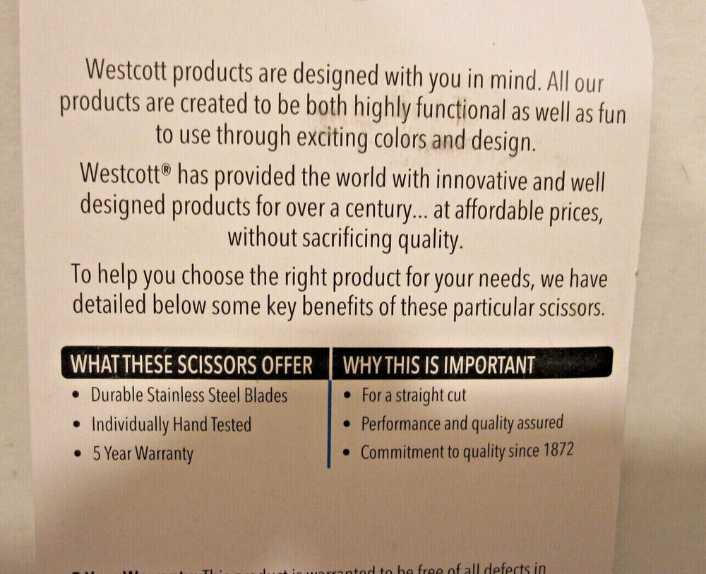 Westcott All Purpose Black Scissors 8" Bent