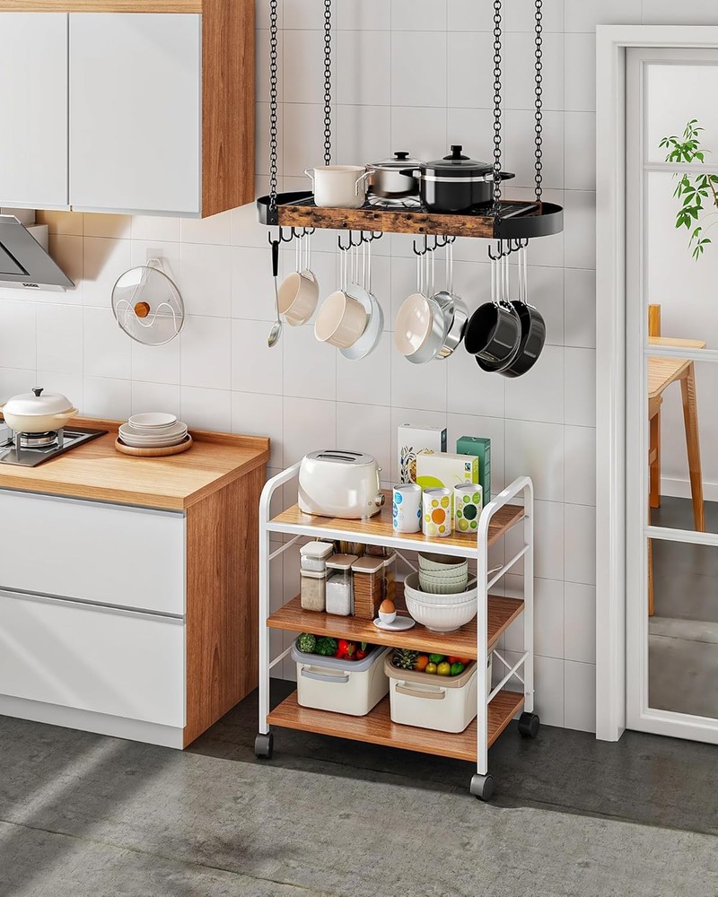 31.7-Inch Hanging Pot Rack, Space-Saving Pot Hanger for Kitchen, Ceiling Pan Han