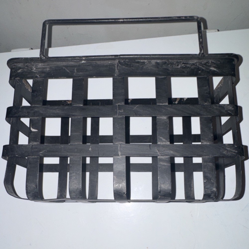 Black Metal Rectangular Basket with Handle, Durable Indoor Décor