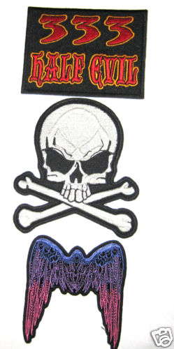 PATCH MOTORCYCLE VEST JACKET PATCH SKULL & CROSS BONES
