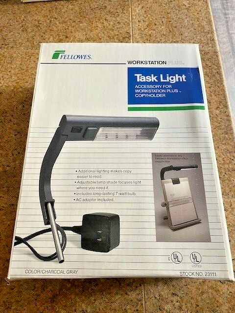FELLOWES TASK LIGHT WORKSTATION PLUS FOR COPYHOLDER 1995 VINTAGE 23111