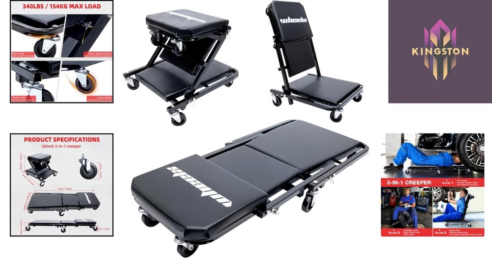 Heavy-Duty Rolling Creeper with 3 Adjustable Modes - Ideal for Auto Repairs