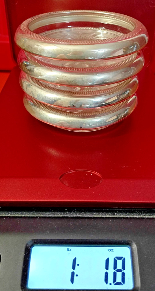 Crown Sterling Silver Crystal Coasters 4pc Set