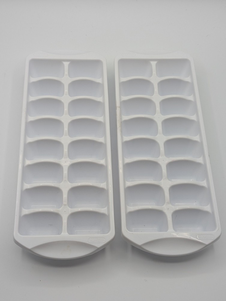 Sterilite Set of Two Stacking Ice Cube Trays - Plastic White