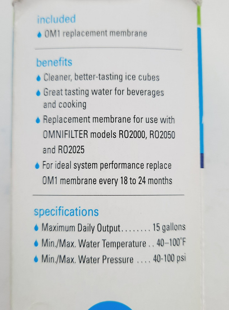 OmniFilter OM1 Reverse Osmosis Membrane Filter NIP