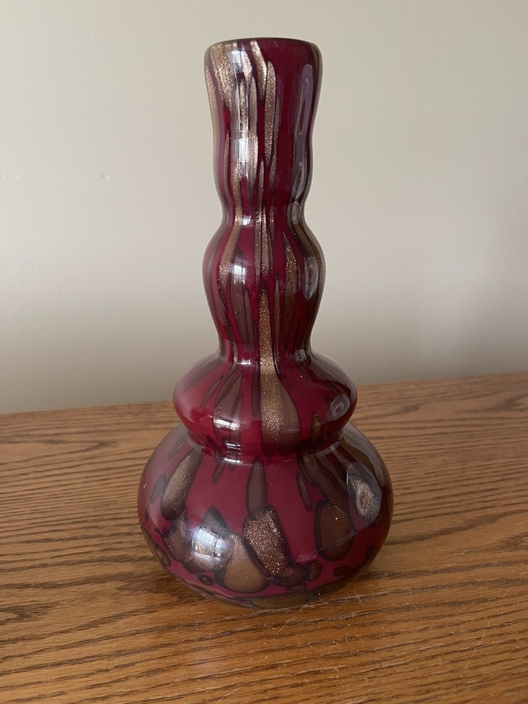 Vase Ruby And Gold Sparkle Studio Art