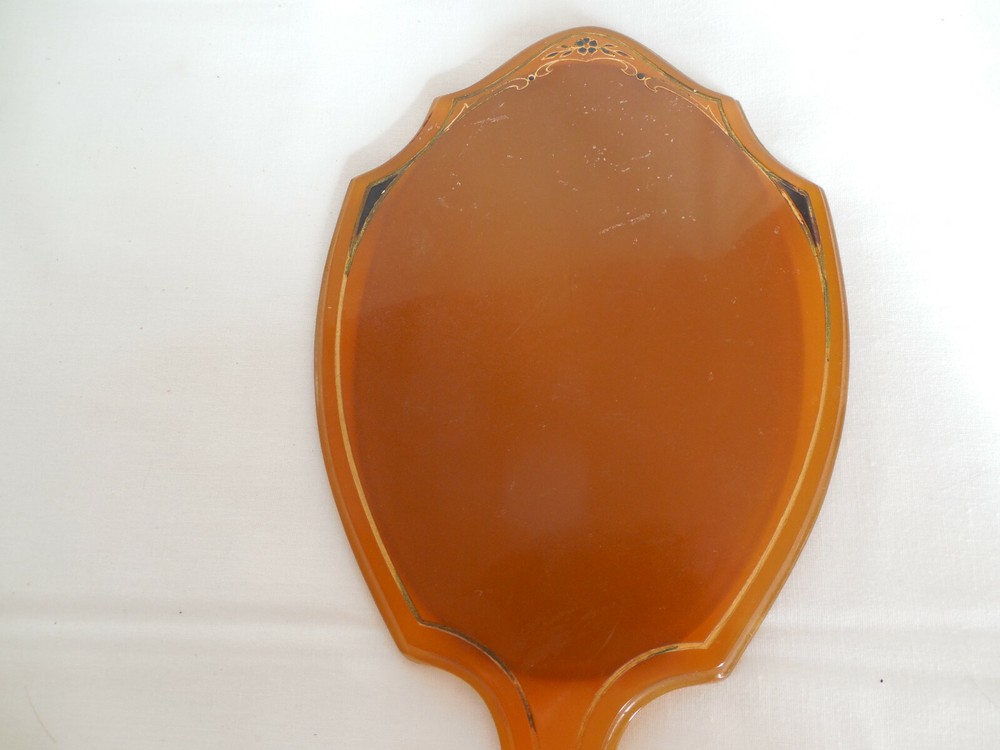 Vintage large bakelite hand mirror