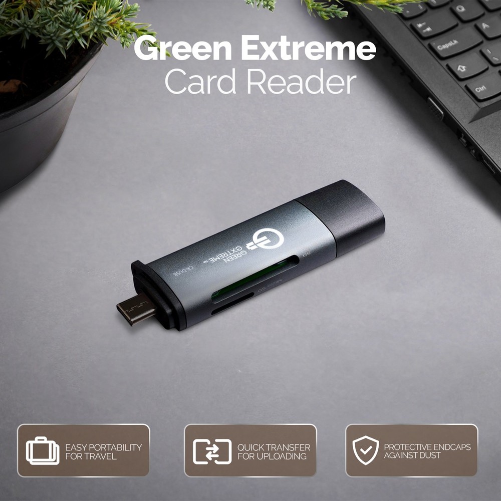 Green Extreme USB 3.0 Type-A and Type-C OTG Card Reader #GX-CR-DUSB