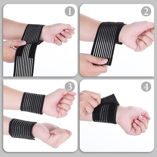 Thinp 4 Pcs Wrist Compression Wrap, High Elastic Wrist Support for Men Women