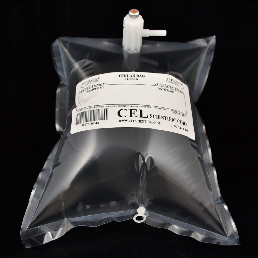 Tedlar Air/Gas Sampling Bag Polypropylene/PTFE/SS Fitting Valve - Pack of 10