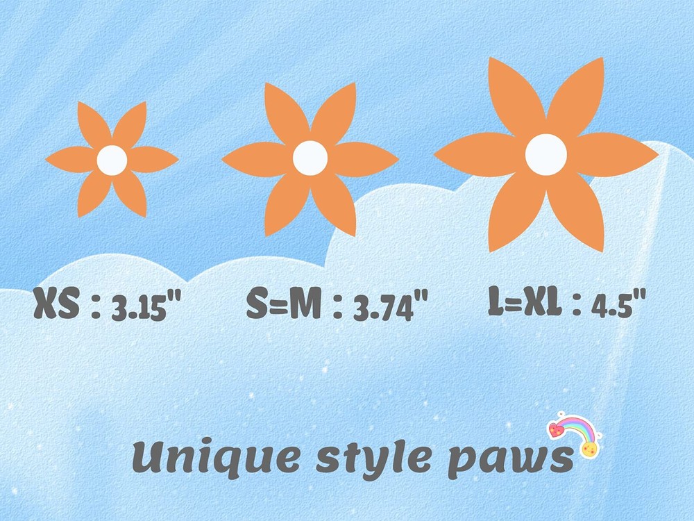 Paws Flower Dog Collar X-Small Adjustable Rainbow Floral Pattern Durable