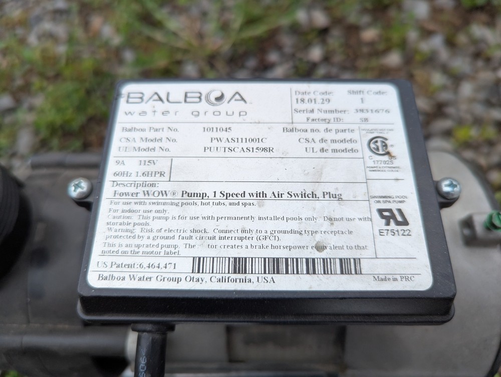 Balboa Jetted Spa Pump 1011045