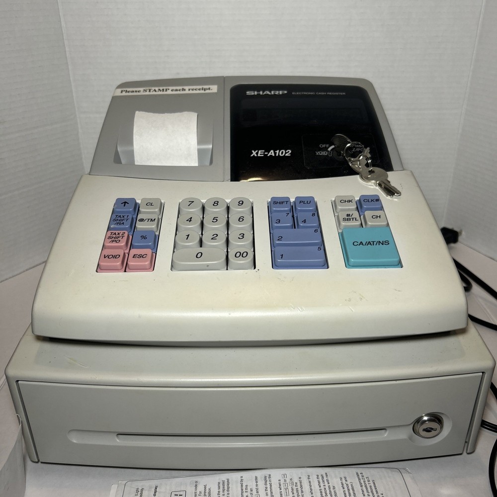 Sharp XE-A102 Electronic Cash Register With Keys Tested Working
