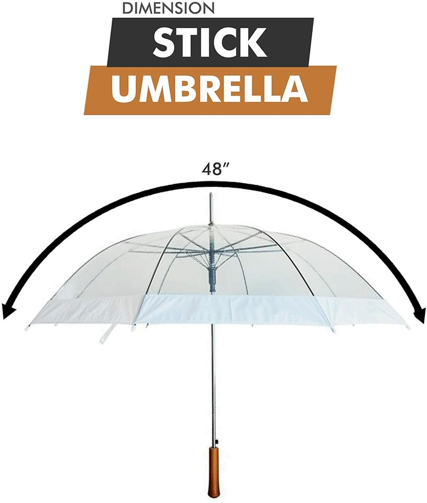 Barton Outdoors Rain Umbrella - Clear and White - 48" Across - Rip-Resistant