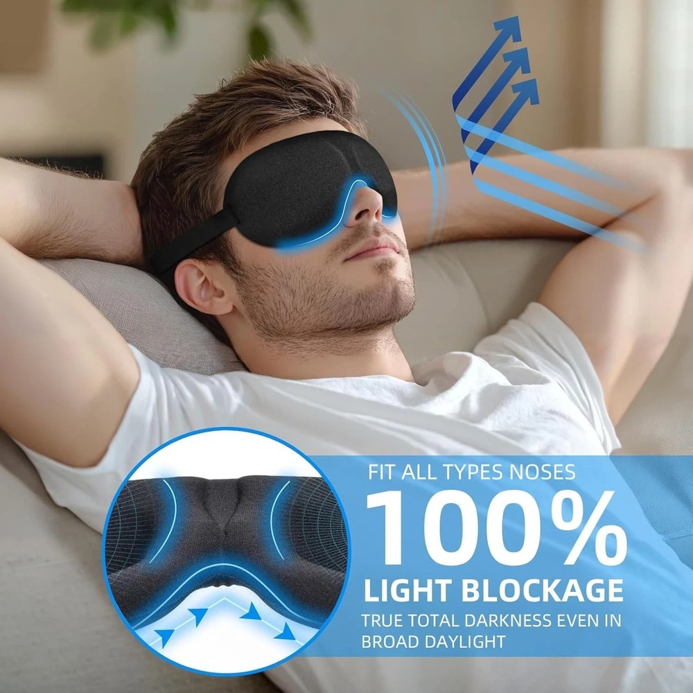 3D Sleep Mask Set of 3 for Side Sleeper Light Blocking Adjustable Eye Cover