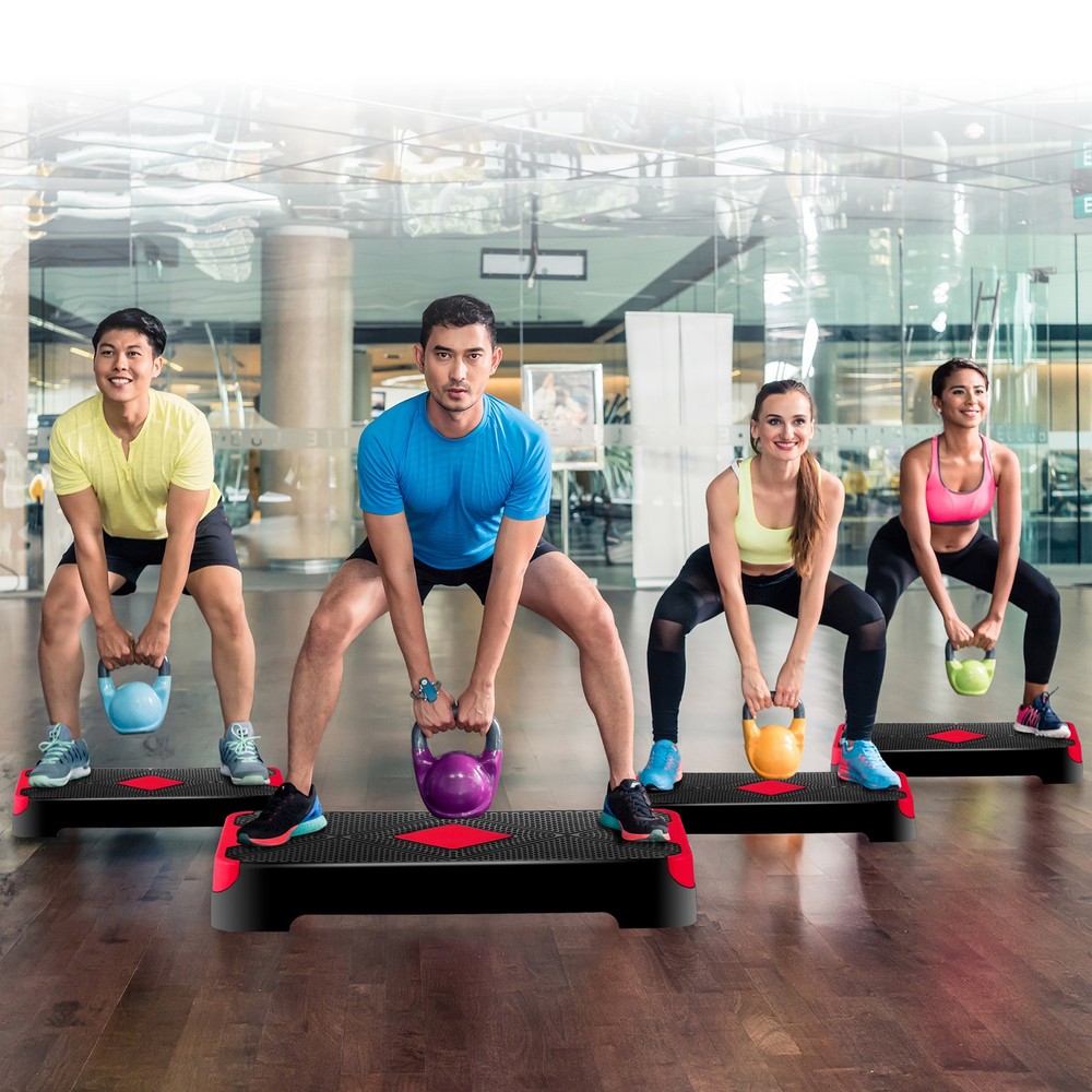 27" Aerobic SteperExercise Non-Slip Surface Platform Stepper Adjustable Red