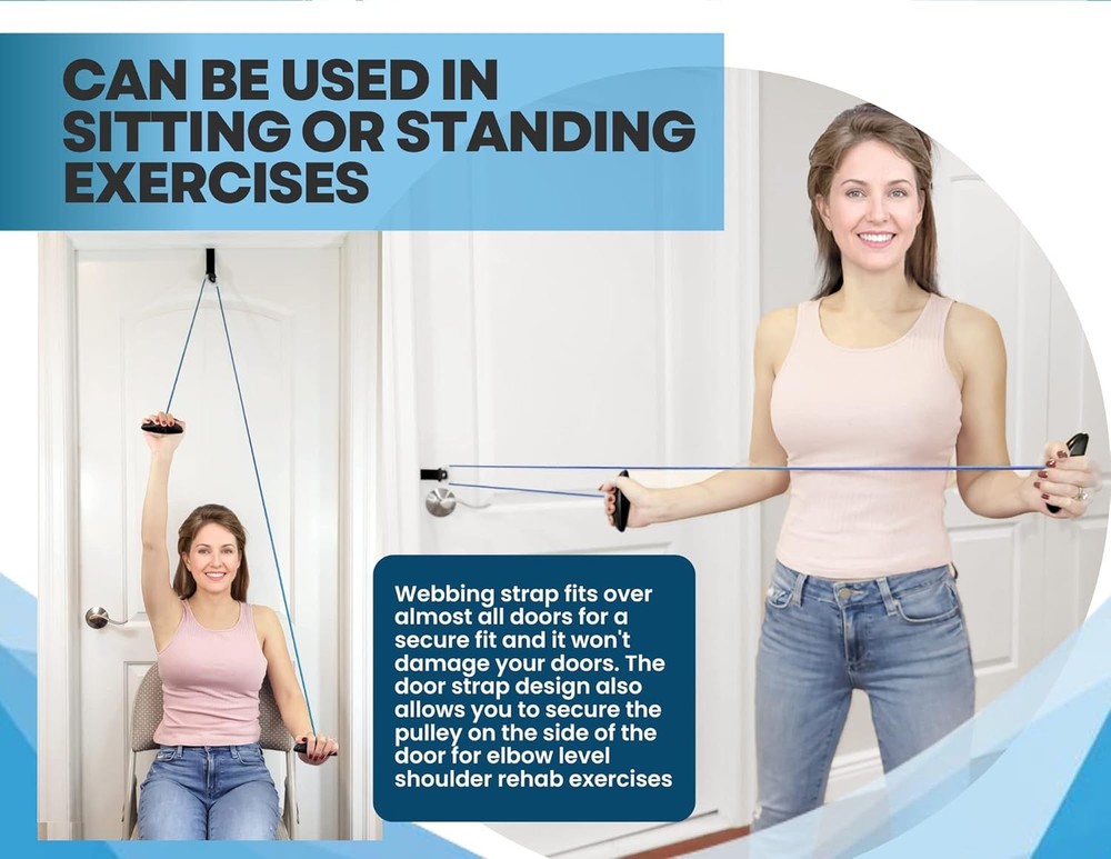 LiftAid Shoulder Pulley for Physical Therapy with Exercise Guide - Blue