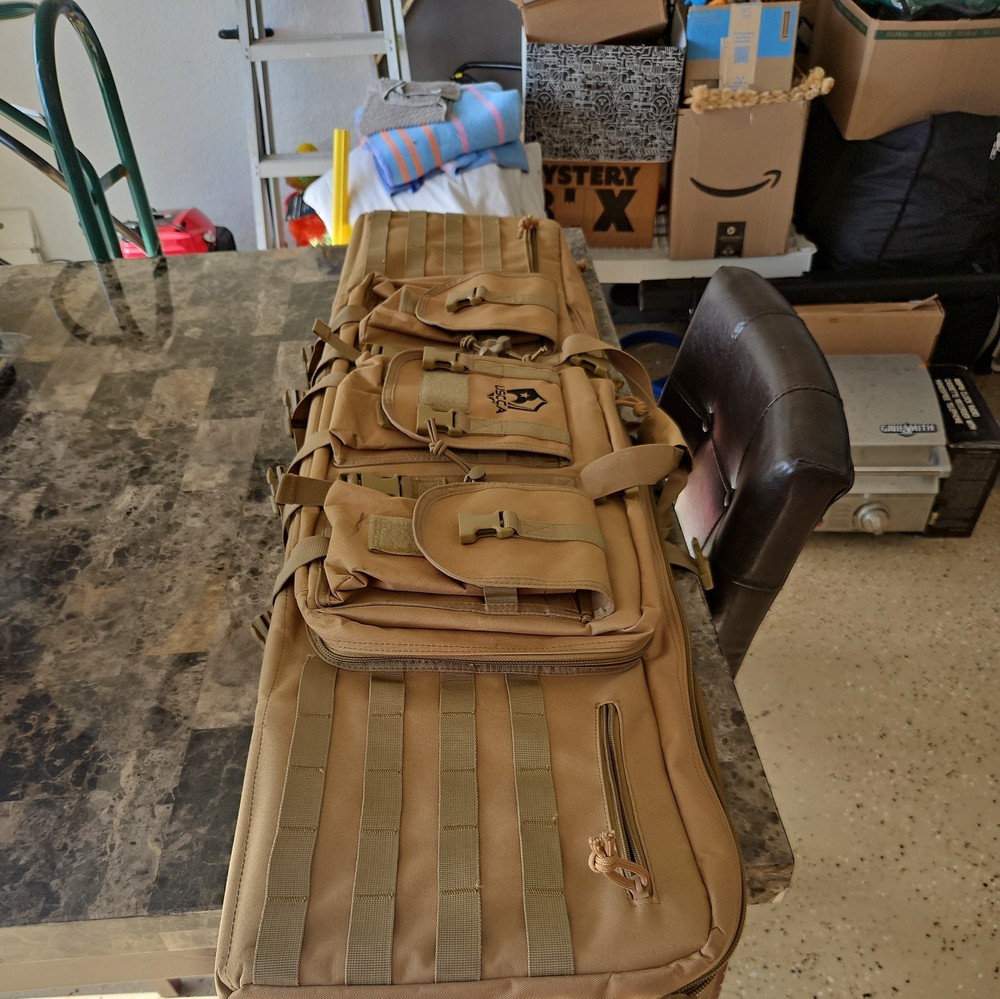 Tactical Double Rifle Case Hunting Storage Backpack, Khaki -