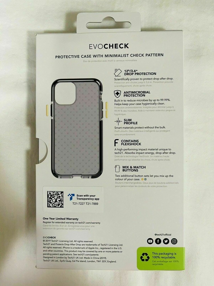tech21 Evo Check for Apple iPhone 11 Pro Phone Case with 12 ft. Drop Protection