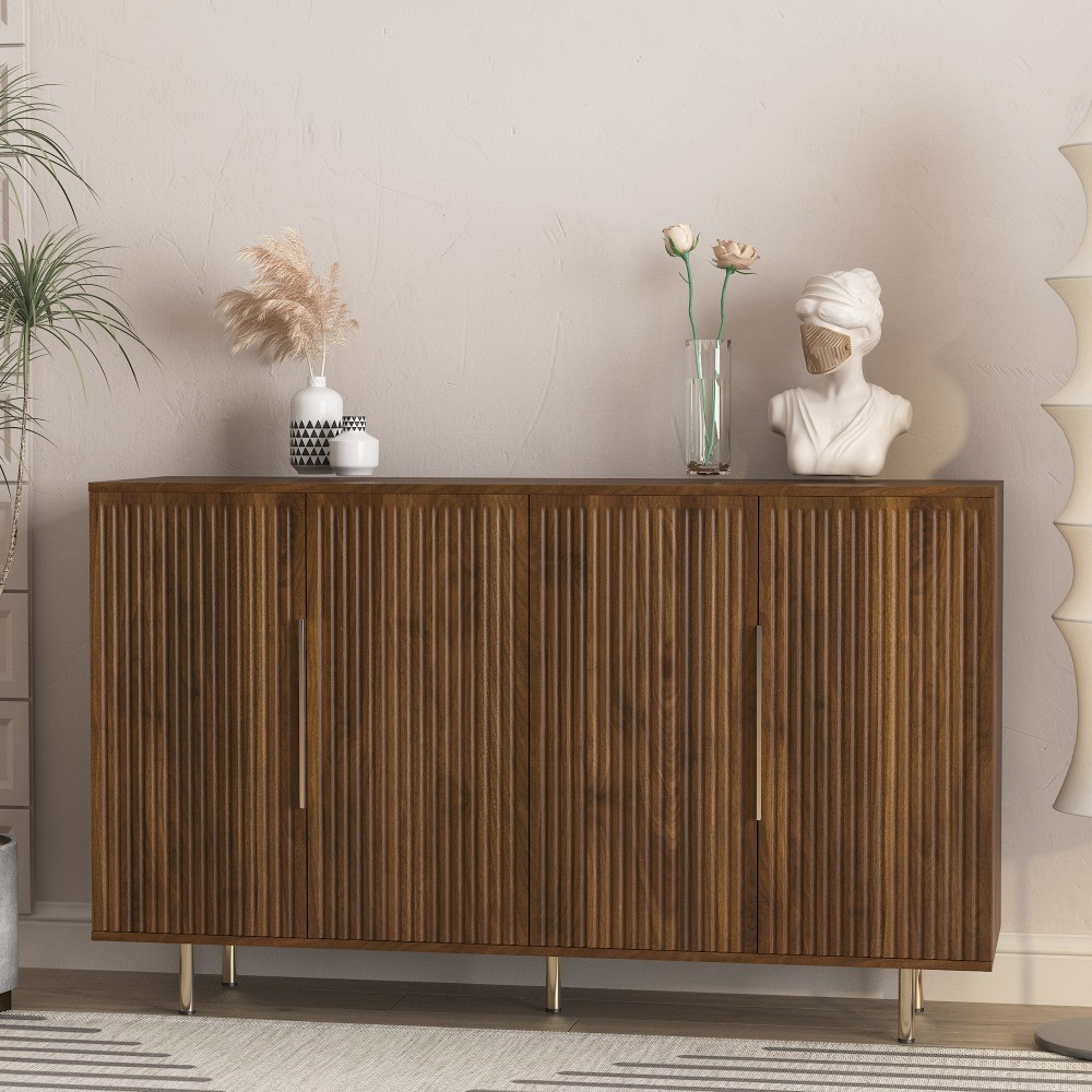 Modern Fluted Sideboard Credenza with Adjustable Storage Shelves