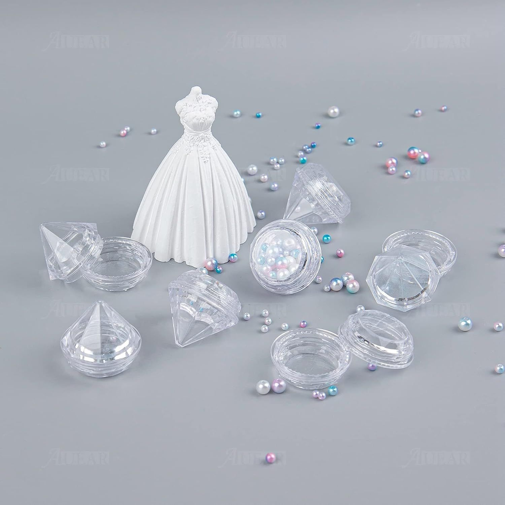 AUEAR, 50 Pack Diamond Shaped Clear Jars 5 Gram Empty 50 Pack,