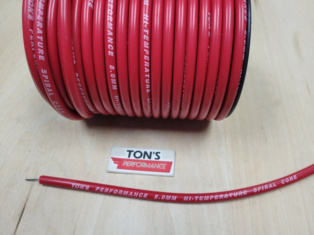 Ton's Performance 8mm RED silicone Spiral Core Spark plug wire By the foot