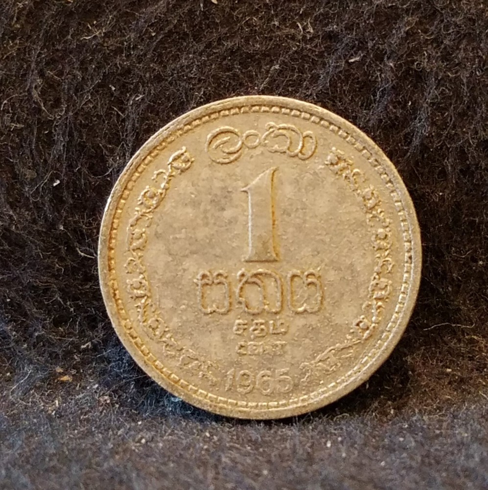 1965 Sri Lanka cent, Elizabeth II, KM-127 (CE2)