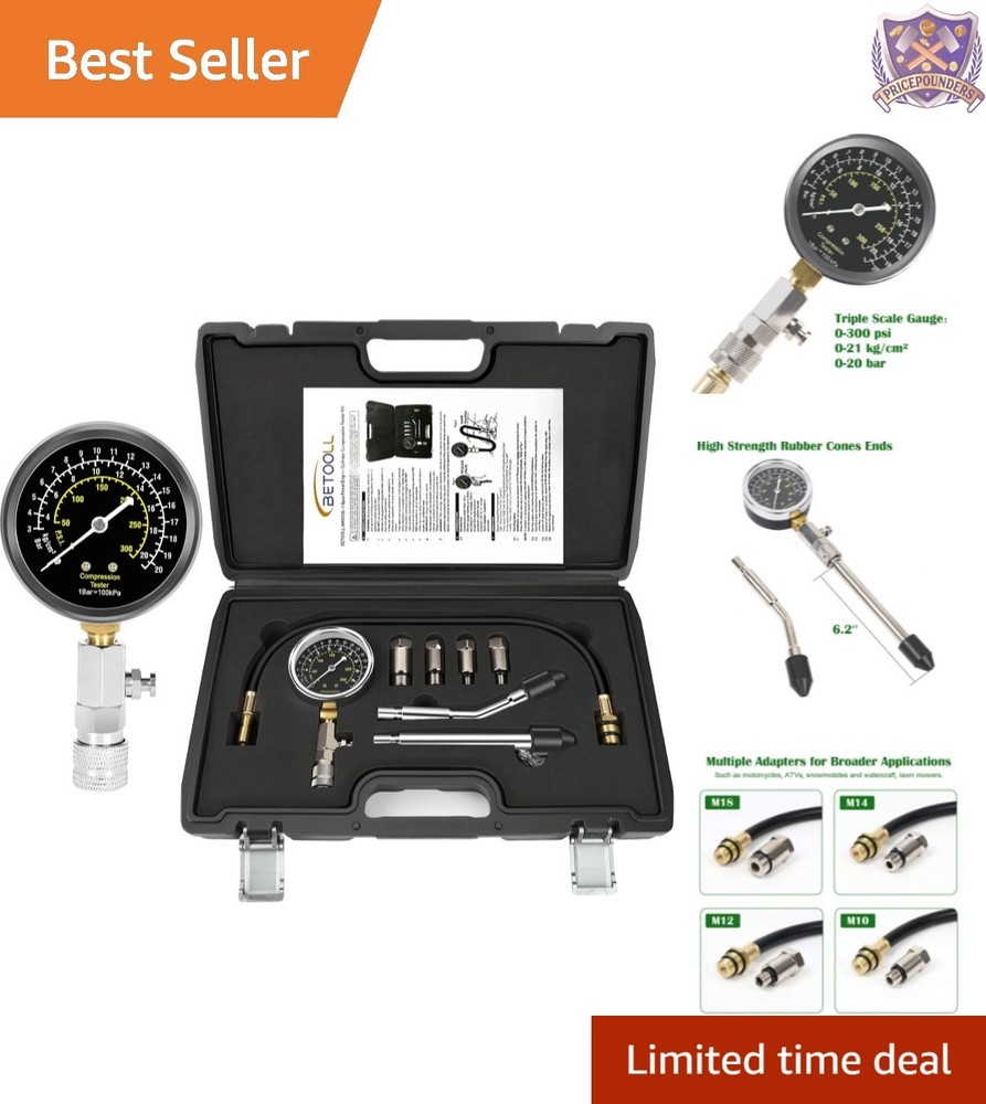 8pcs Petrol Engine Compression Tester Kit Automotive Gauge Engine Diagnostic ...