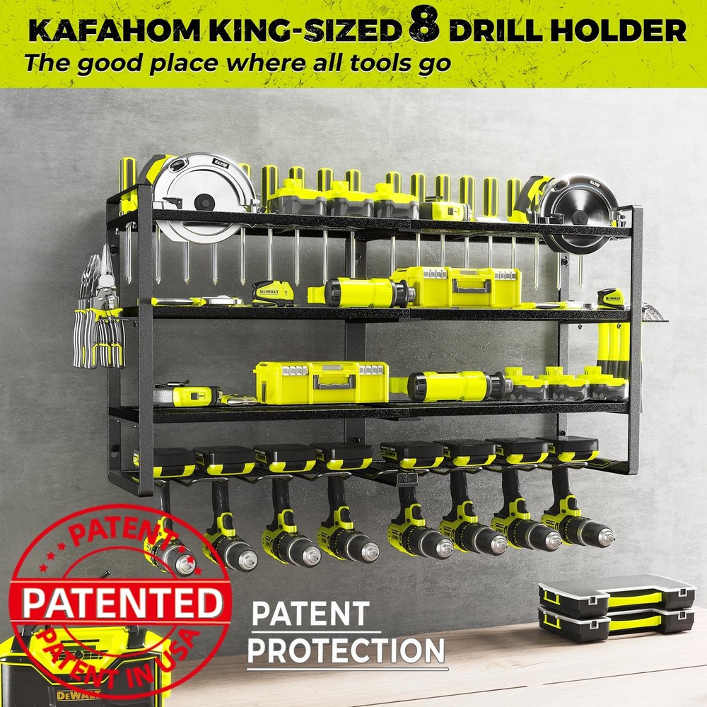 Heavy Duty Power Tool Organizer with Drill Holder Wall Mount & Tool Storage