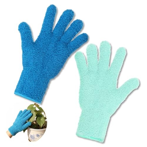 2 Pairs Microfiber Gloves, Reusable Dusting Gloves, Washable Microfiber